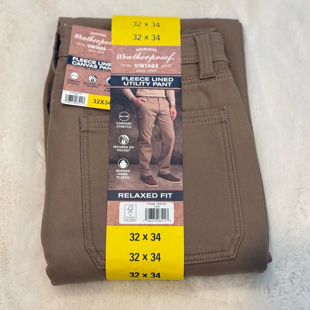 Weatherproof Vintage Men's Bonded Fleece
Lined  Canvas Pant - Picture 10 of 14